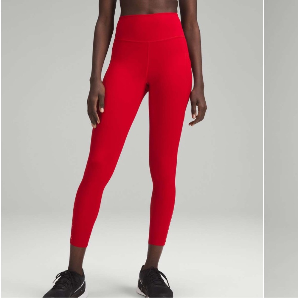 *NWT $128 Lululemon Fast and Free High-Rise Tight 25” Pockets dark red size 6